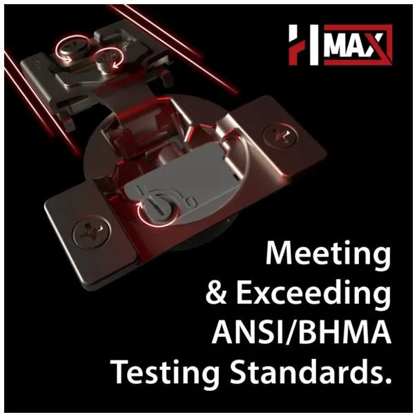 HR MAX™ 105° Standard Duty Pie Corner Cam Adjustable Self-close Hinge with Press-in 8 mm Dowels