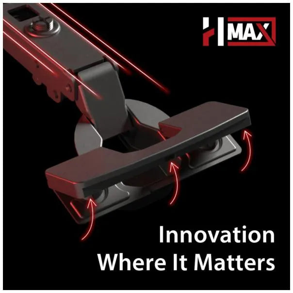 HR MAX™ 105° Standard Duty Pie Corner Cam Adjustable Self-close Hinge with Press-in 8 mm Dowels