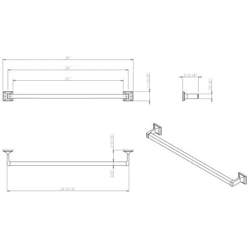 Bridgeport Polished Chrome 24" Single Towel Bar