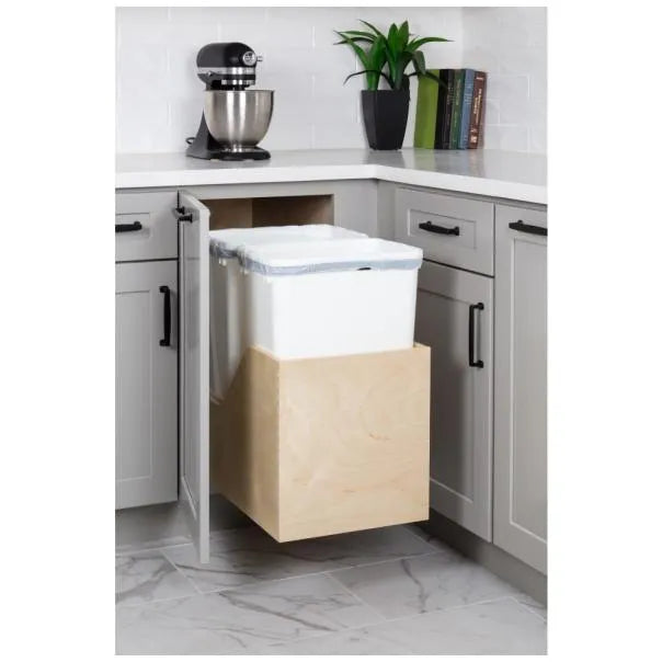 Wood Bottom-Mount Soft-close Trashcan Rollout for Hinged Doors