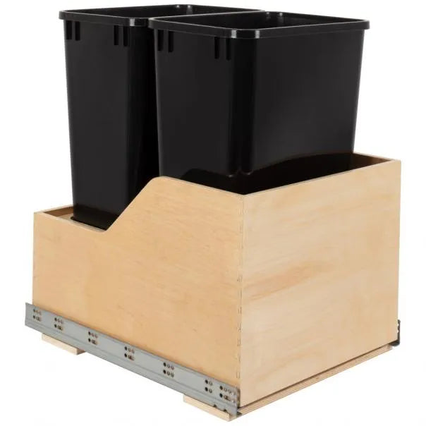 Wood Bottom-Mount Soft-close Trashcan Rollout for Hinged Doors
