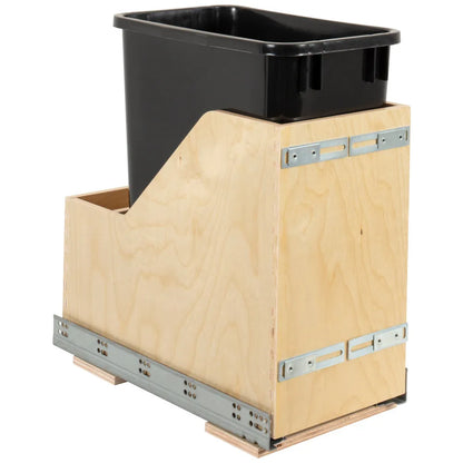 Single 35 Quart Wood Bottom-Mount Soft-close Vanity Trashcan Rollout for Door Mounting, Includes One Can