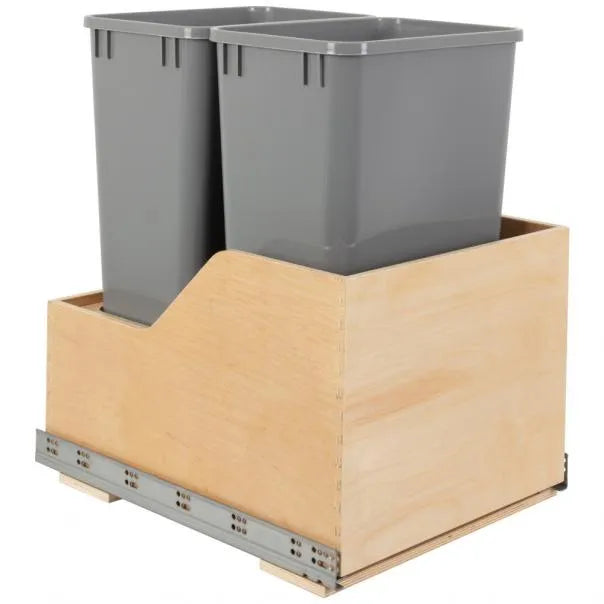 Wood Bottom-Mount Soft-close Trashcan Rollout for Hinged Doors