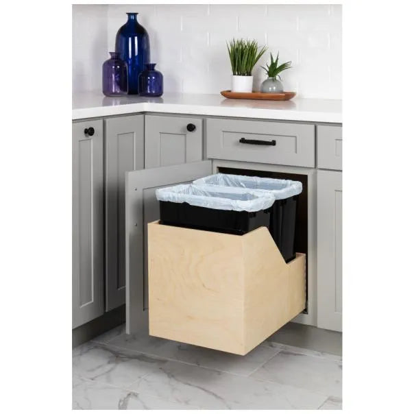 Wood Bottom-Mount Soft-close Trashcan Rollout for Hinged Doors