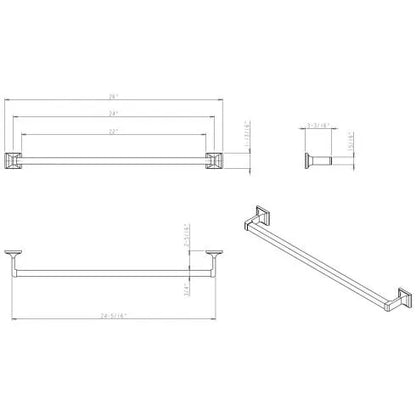 Bridgeport Polished Chrome 24" Single Towel Bar