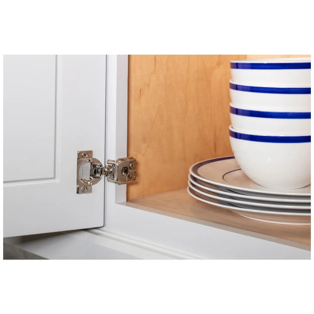HR MAX™ 105° 1-1/4" Overlay Heavy Duty Soft-close Compact Hinge with 2 Cleats & Press-in 8mm Dowels.