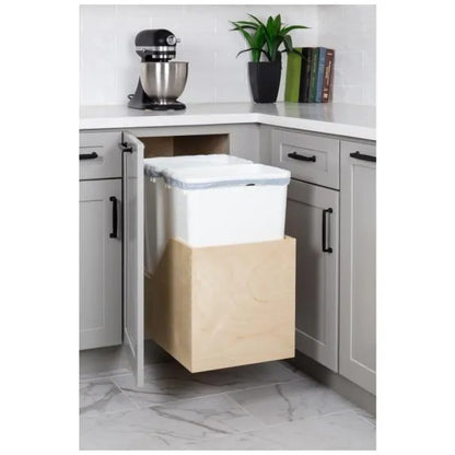 Wood Bottom-Mount Soft-close Trashcan Rollout for Hinged Doors