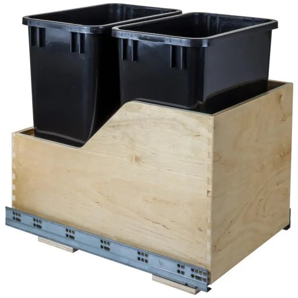 Wood Bottom-Mount Soft-close Trashcan Rollout for Hinged Doors