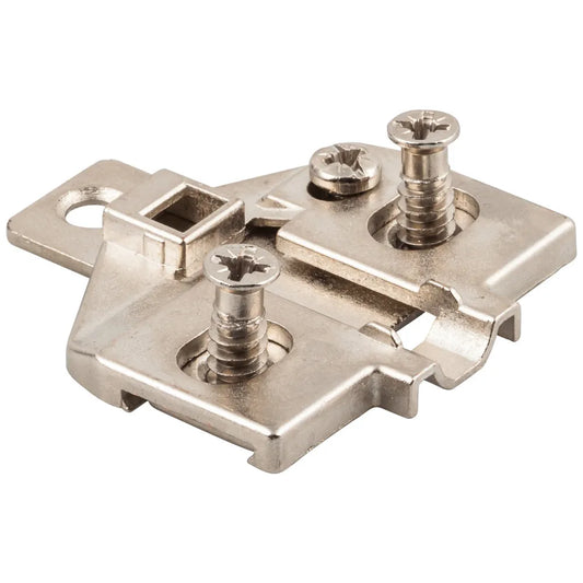 HR MAX™ Heavy Duty 0 mm Screw Adj 3 Hole Zinc Die Cast Plate with Euro Screws for 700, 725, 900 and 1750 Series Euro Hinges