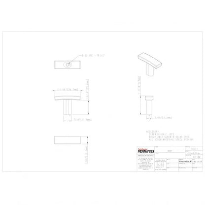 1-1/2" Overall Length Square Thatcher Cabinet "T" Knob