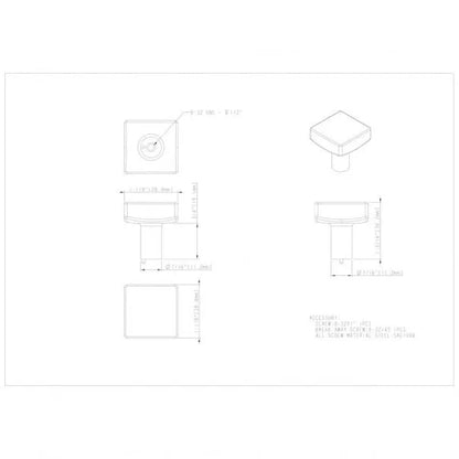 1-1/8" Overall Length Square Dominique Cabinet Knob