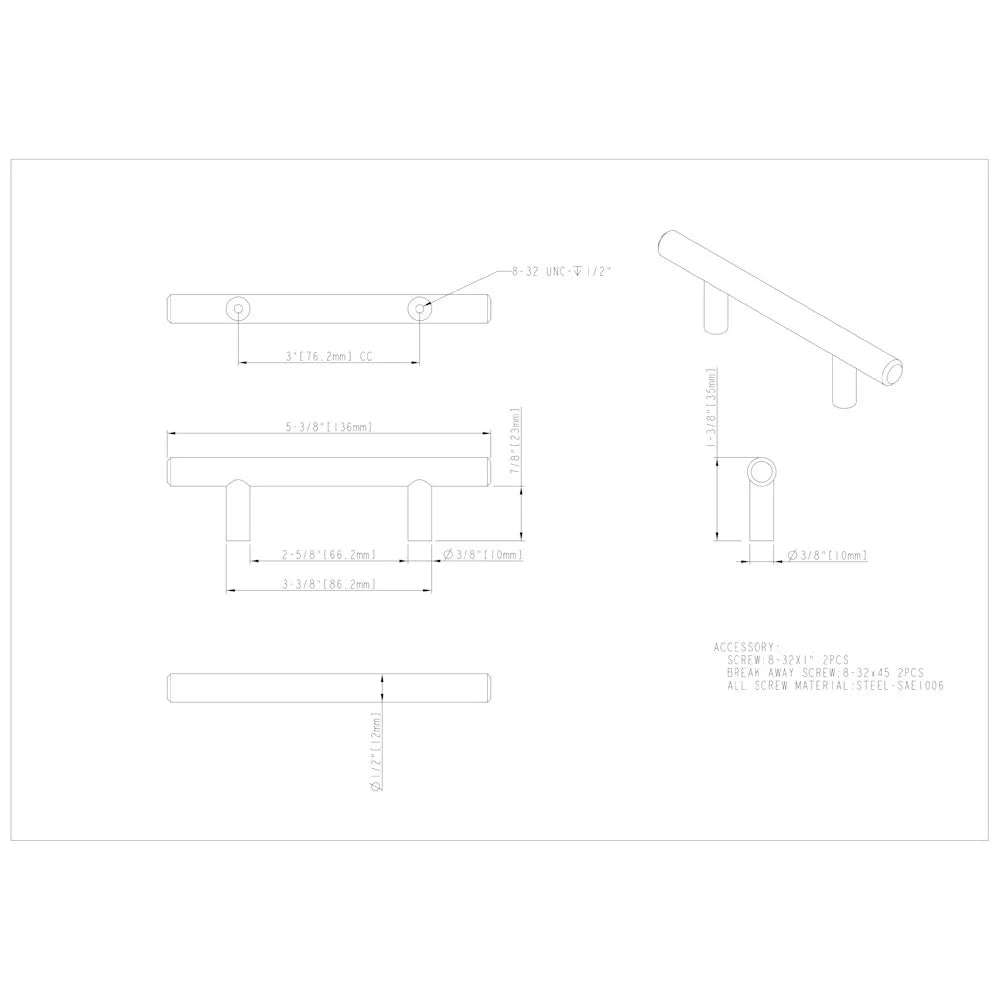 Naples Solid Steel Cabinet Bar Pull Series