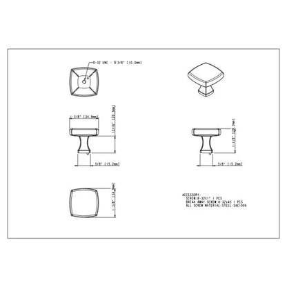 1-3/8" Overall Length Griffin Cabinet Knob