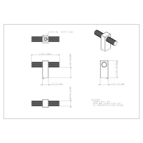 2-3/8" Overall Length Larkin Knurled "T" Knob