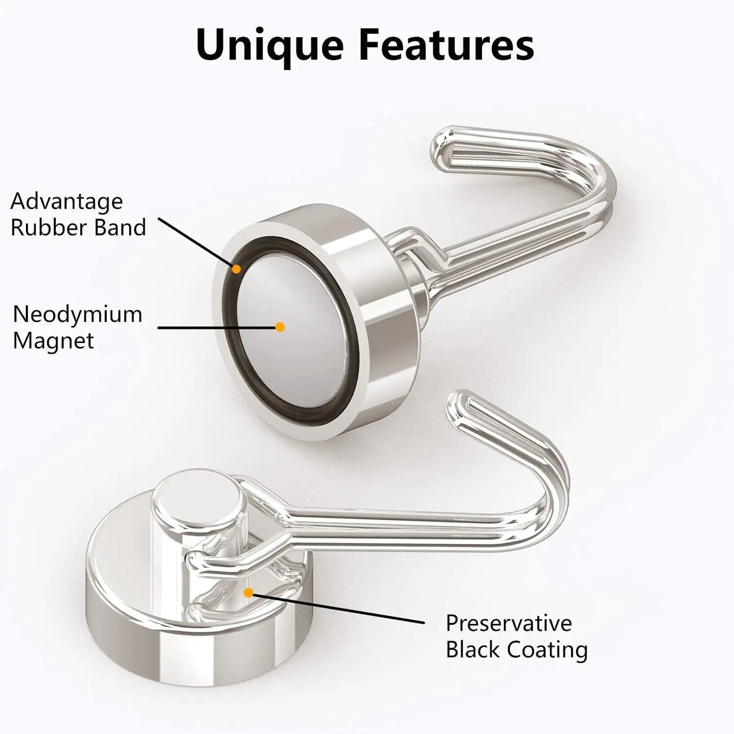 Heavy Duty 30LBS Neodymium Magnet Hook with Rust Proof for Indoor Outdoor Hanging
