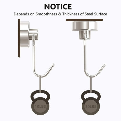 Heavy Duty 30LBS Neodymium Magnet Hook with Rust Proof for Indoor Outdoor Hanging