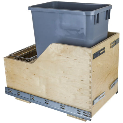 Single 35 Quart Wood Bottom-Mount Soft-close Vanity Trashcan Rollout for Door Mounting, Includes One Can