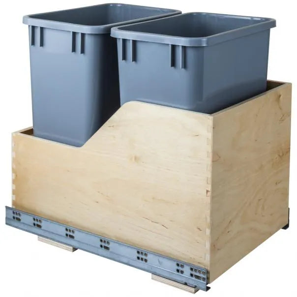 Wood Bottom-Mount Soft-close Trashcan Rollout for Hinged Doors