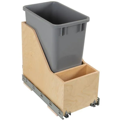 Single 35 Quart Wood Bottom-Mount Soft-close Vanity Trashcan Rollout for Door Mounting, Includes One Can