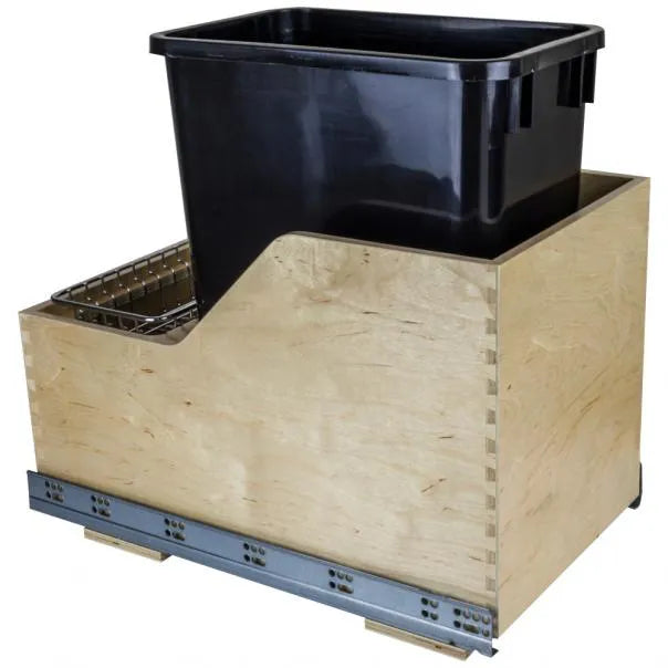 Wood Bottom-Mount Soft-close Trashcan Rollout for Hinged Doors